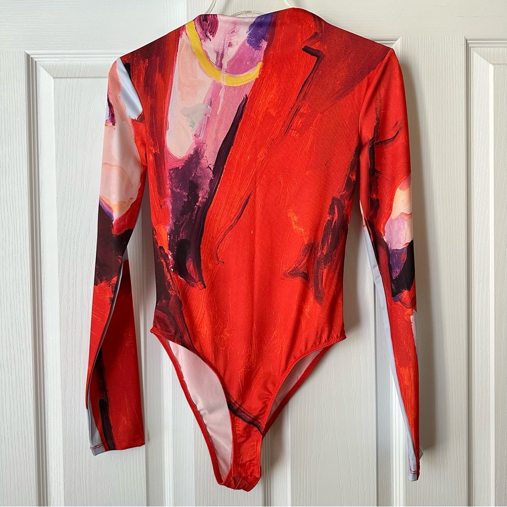 New Zara XEVI SOLA Print Red Long Sleeve Bodysuit Small 1165/019 - Picture 3 of 10